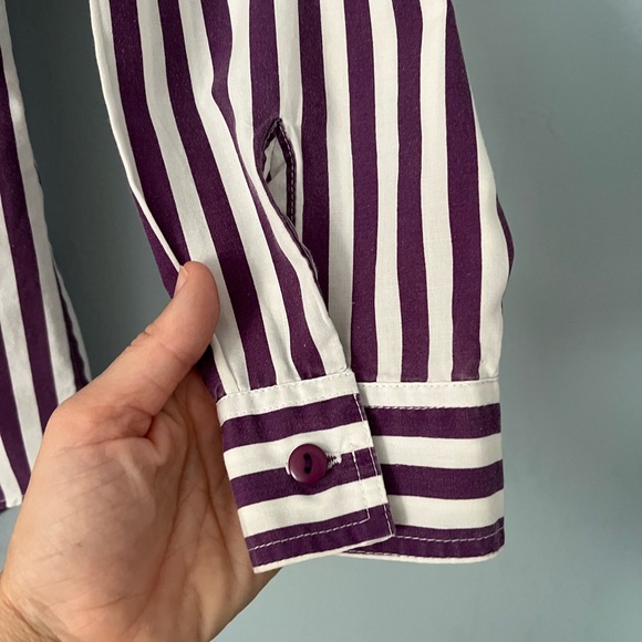 Vintage Center Aisle Purple Striped Button down M - Picture 7 of 11